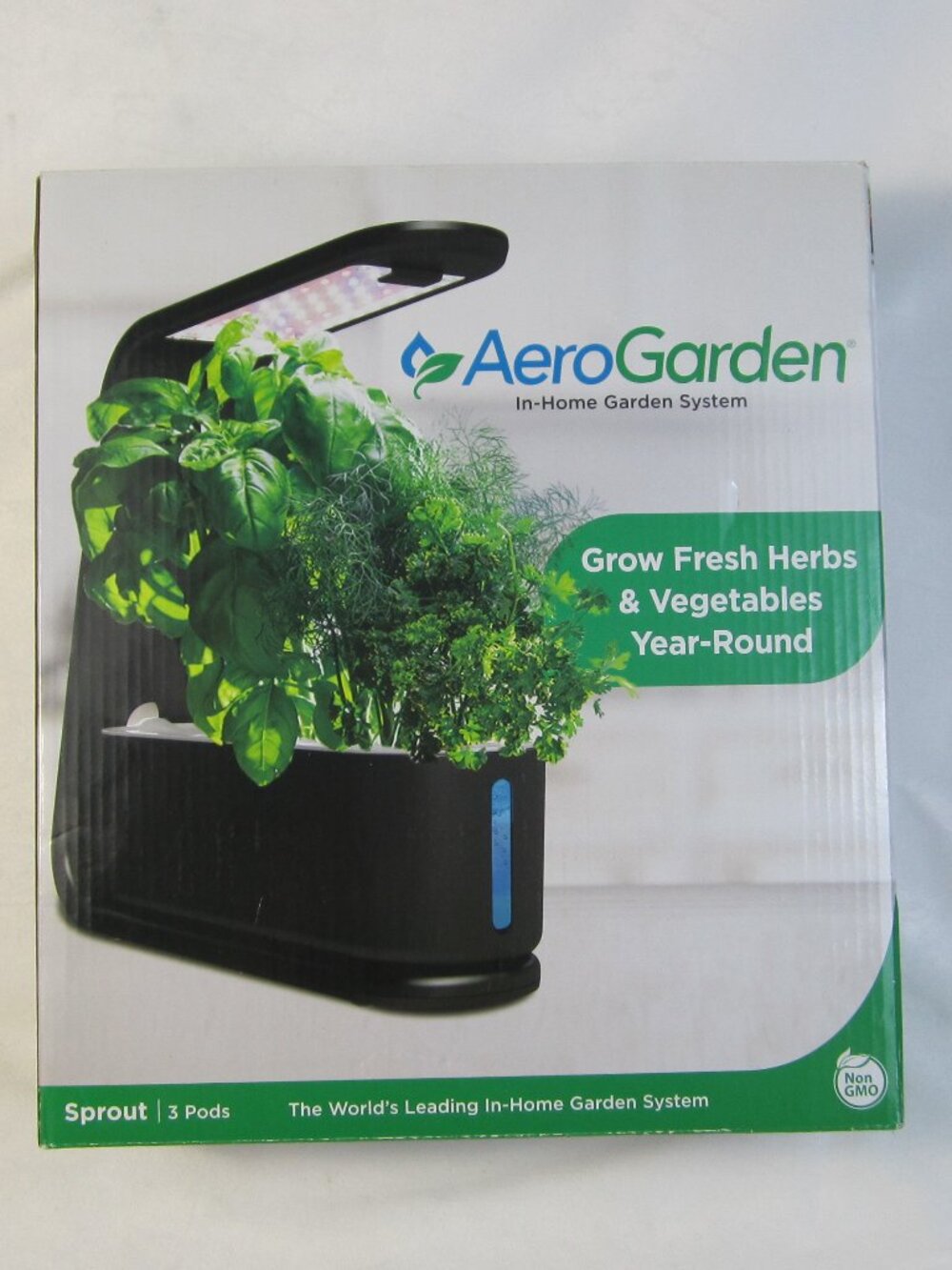 AeroGarden Sprout Hydroponic Indoor Garden 3 Pod Kit LED - Black -New (Open Box)